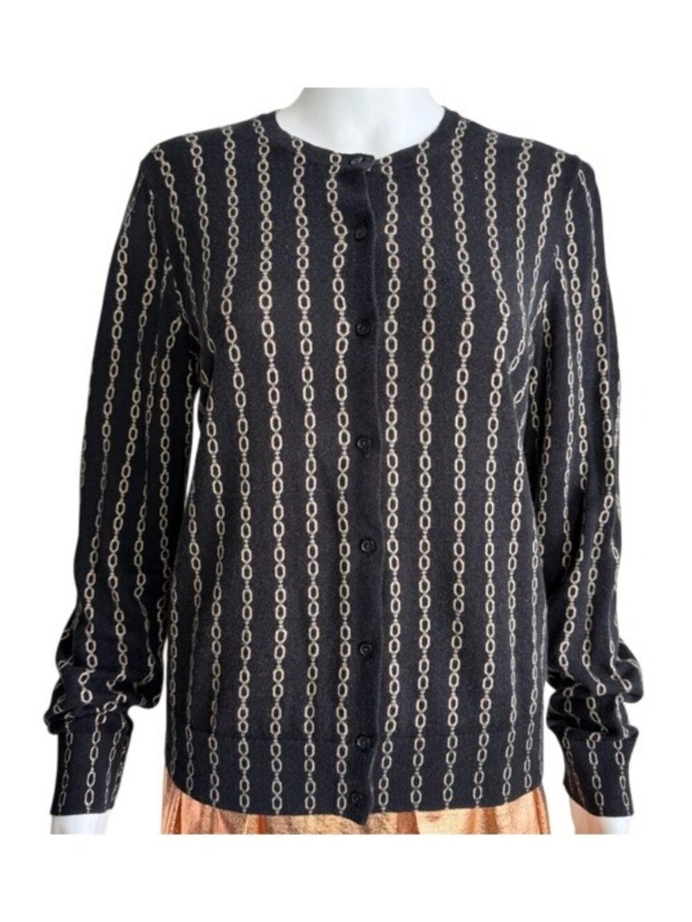 Ann Taylor Chain Print Long Sleeve Top - Size L - Picture 1 of 5